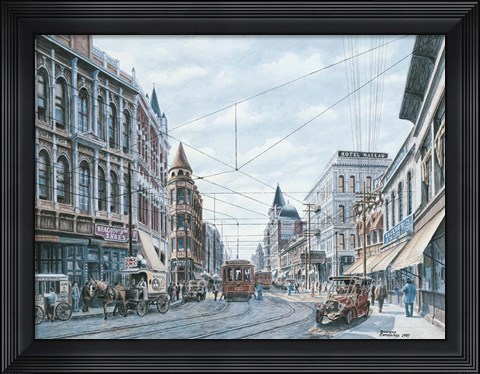 Framed Looking South On Spring St., c.1909 Print