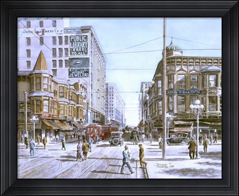 Framed Los Angeles,  5Th And Hill Print