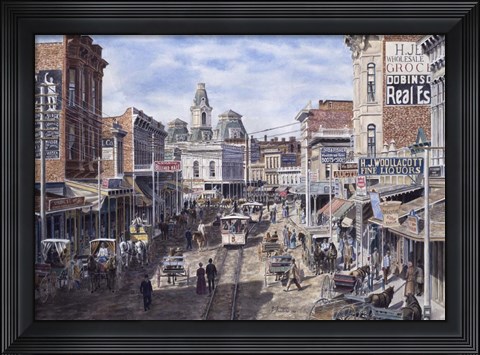 Framed Rush Hour, Los Angeles, Spring St. Looking North Print