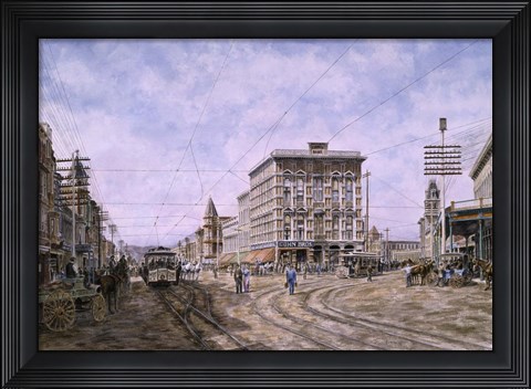 Framed Los Angeles,  Looking South From Main &amp; Spring Print