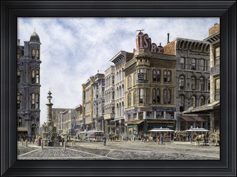 Framed San Francisco,  Latta&#39;s Fountain, Market &amp; Geary Sts. Print