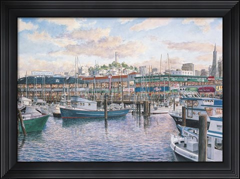 Framed Fisherman&#39;s Wharf Sunset Print