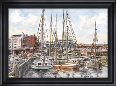 Framed Crowded Dock Print