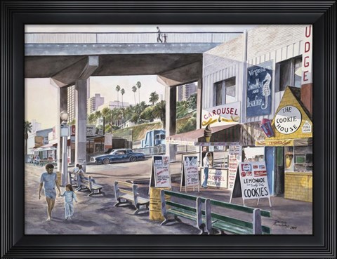 Framed Santa Monica,  Prominade At Sunset Print