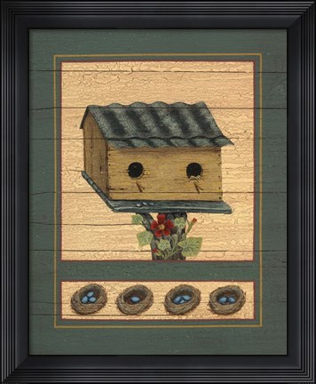 Framed Purple Birdhouse Print