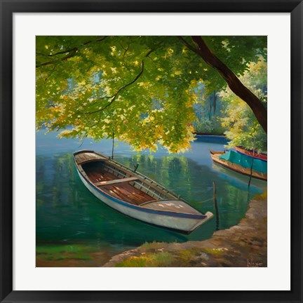 Framed Barca sul Fiume Print