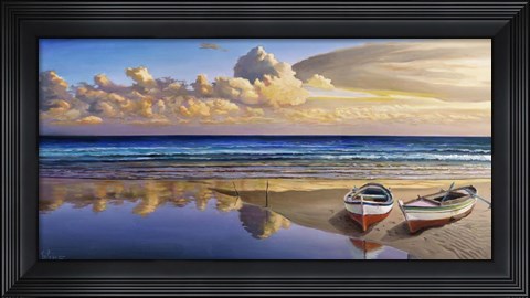 Framed Barche sulla Battigia I Print