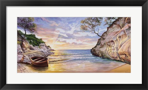 Framed Caletta al Tramonto Print