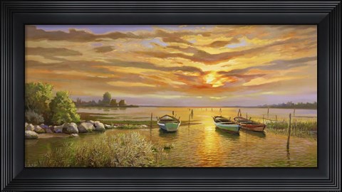 Framed Laguna al tramonto Print