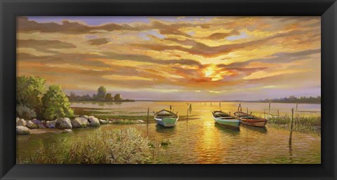 Framed Laguna al tramonto Print