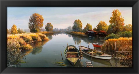 Framed Sul Fiume Boats Print