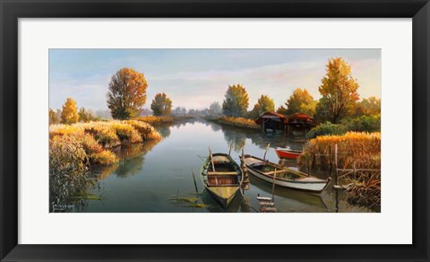 Framed Sul Fiume Boats Print