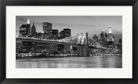 Framed Brooklyn Bridge at Night Print