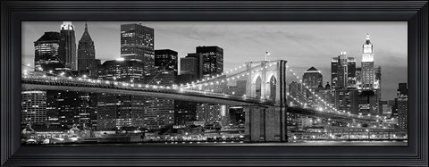 Framed Brooklyn Bridge at Night (Detail) Print