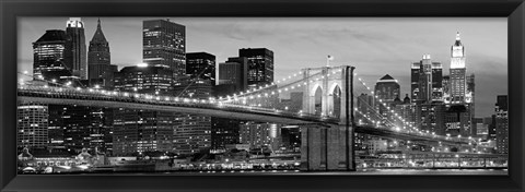 Framed Brooklyn Bridge at Night (Detail) Print