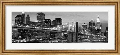 Framed Brooklyn Bridge at Night (Detail) Print