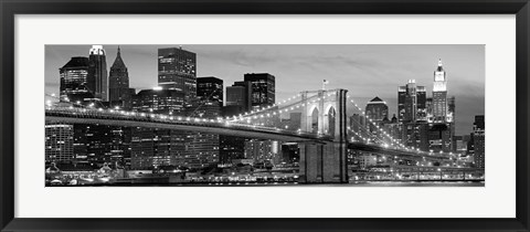 Framed Brooklyn Bridge at Night (Detail) Print