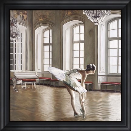 Framed Rehearsing Ballerina Print