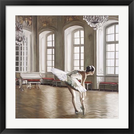 Framed Rehearsing Ballerina Print