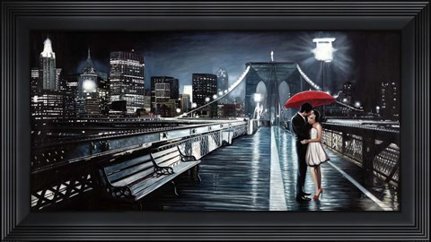 Framed Kissing on Brooklyn Bridge II Print