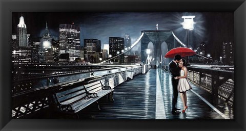 Framed Kissing on Brooklyn Bridge II Print