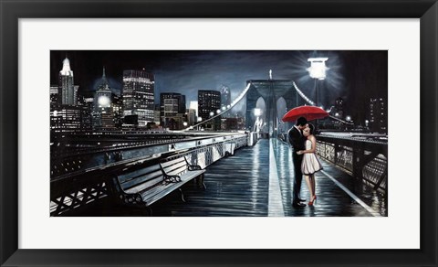 Framed Kissing on Brooklyn Bridge II Print