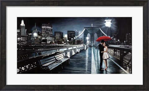 Framed Kissing on Brooklyn Bridge II Print
