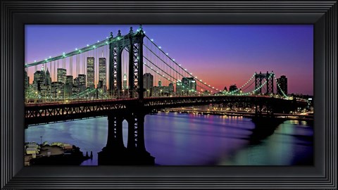 Framed Manhattan Bridge and Skyline (detail) Print