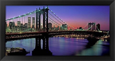 Framed Manhattan Bridge and Skyline (detail) Print