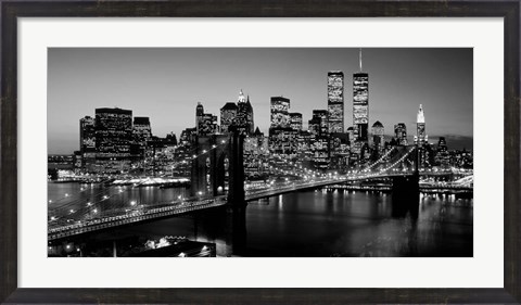 Framed Brooklyn Bridge, NYC BW Pano Print