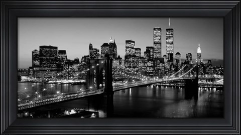 Framed Brooklyn Bridge, NYC BW Pano Print