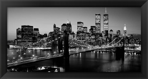 Framed Brooklyn Bridge, NYC BW Pano Print