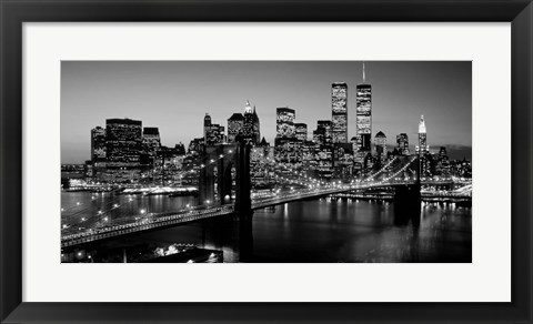 Framed Brooklyn Bridge, NYC BW Pano Print