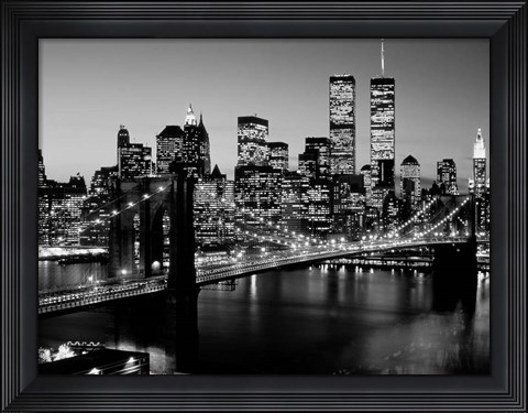 Framed Brooklyn Bridge, NYC BW Print
