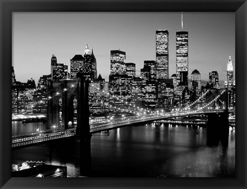 Framed Brooklyn Bridge, NYC BW Print