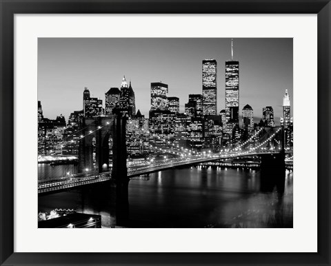 Framed Brooklyn Bridge, NYC BW Print