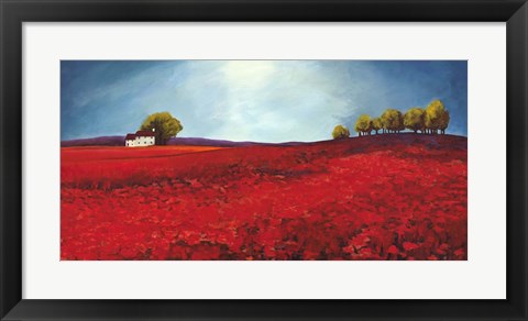 Framed Field of Poppies Print