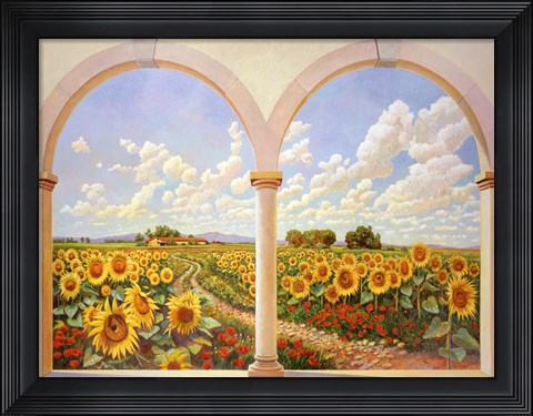 Framed Strada dei Girasoli Print