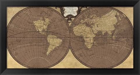 Framed Gilded World Hemispheres II Print