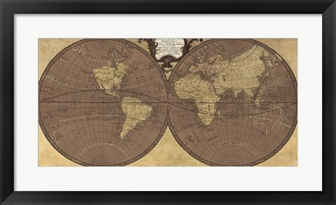 Framed Gilded World Hemispheres II Print