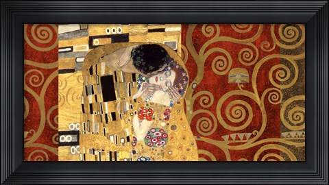 Framed Kiss (Gold) Print