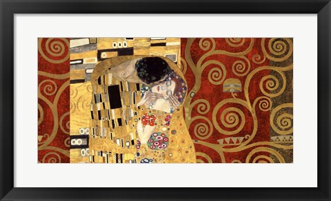 Framed Kiss (Gold) Print