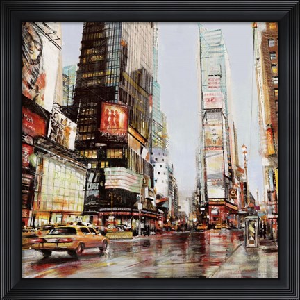 Framed Taxi in Times Square Print