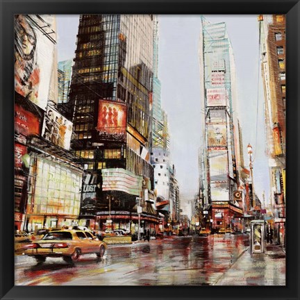 Framed Taxi in Times Square Print