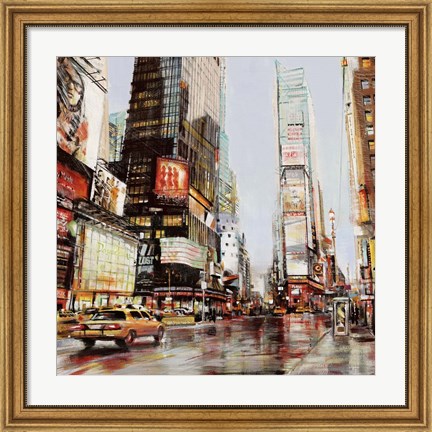 Framed Taxi in Times Square Print