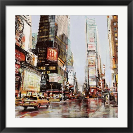 Framed Taxi in Times Square Print