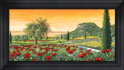 Framed Le Colline in Fiore Print