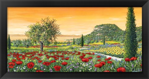 Framed Le Colline in Fiore Print