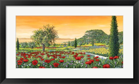 Framed Le Colline in Fiore Print