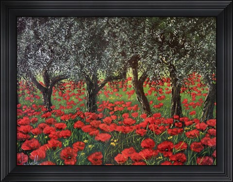 Framed Papaveri Sotto Gli Ulivi Print